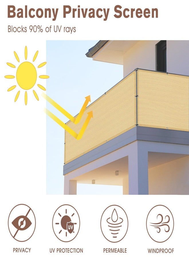 SUNNY GUARD 3'x16' Sand Yellow Balcony Privacy Screen Fence, Apartments Railing, Heavy Duty Wind Screen for Outdoor,Backyard,Patio,Deck Privacy（We Make Custom Sizes） - Image 2